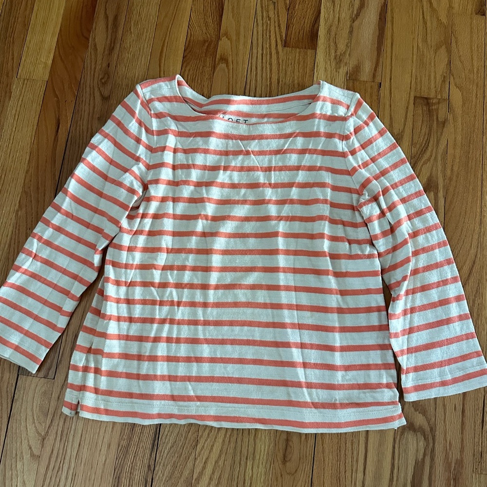 LOFT beige salon stripe pullover